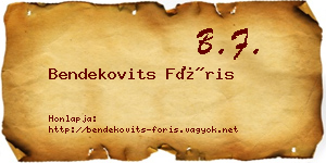 Bendekovits Fóris névjegykártya